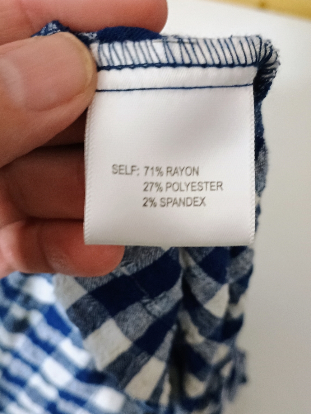 Jane & Delancey Checked Button-Front Short Sleeve Top in Blue and White Size XL - Picture 7 of 7